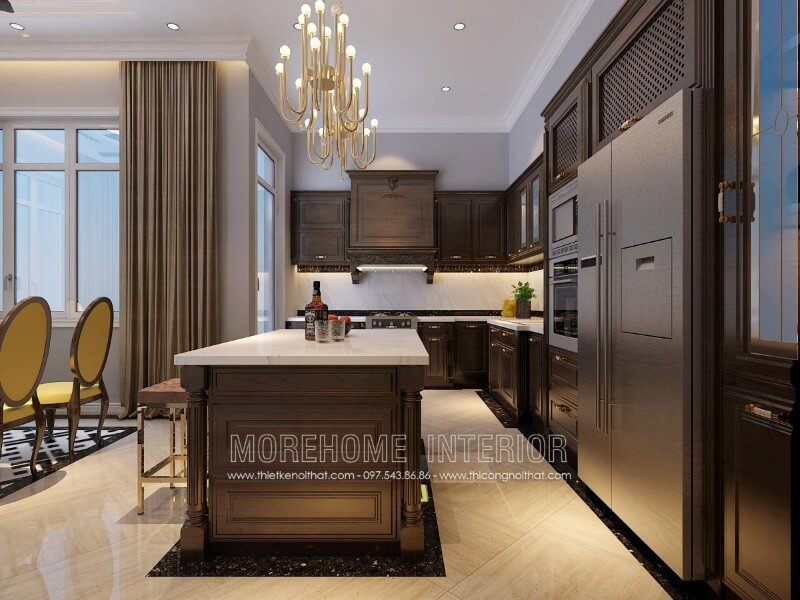 21 Hình thiết kế nội thất chung cư có tủ bếp tân cổ điển sang trọng